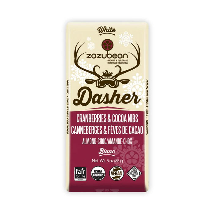 Zazubean Chocolate Bar Dasher Cocoa Nibs Cranberry 85g