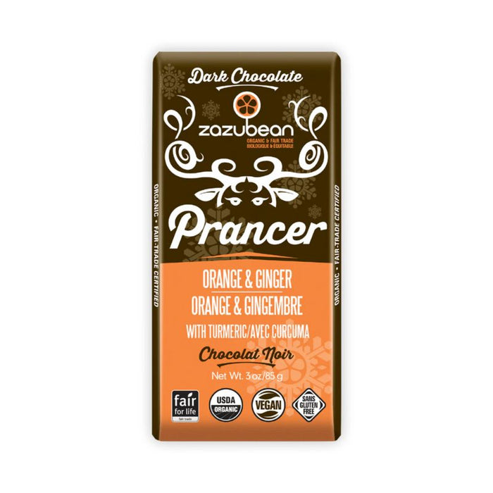 Zazubean Chocolate Bar Prancer Orange Ginger Turme 85g