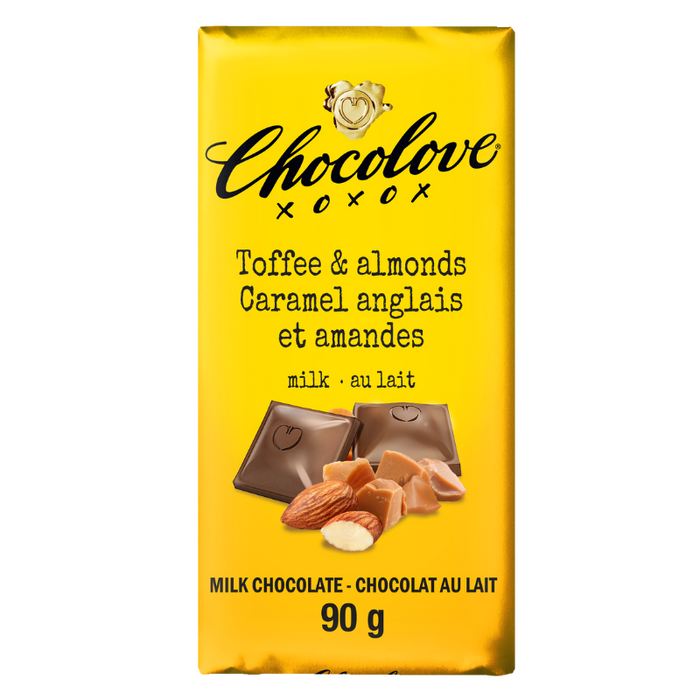 Chocolove Chocolate Bar Toffee & Almonds 90G