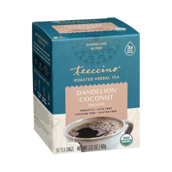 Teeccino Herbal Tea Dandelion Coconut 10 Teabags