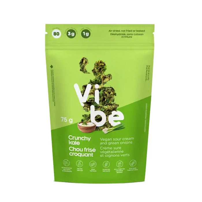 Crunchy Kale Chips Vegan Sour Cream & Green Onions Vibe 75 Grams