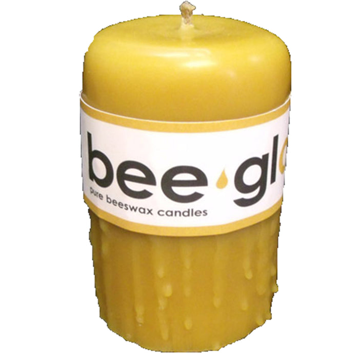 Bee Glo Drip Pillar Beeswax candle 3x4.5 at the Natural Food Pantry