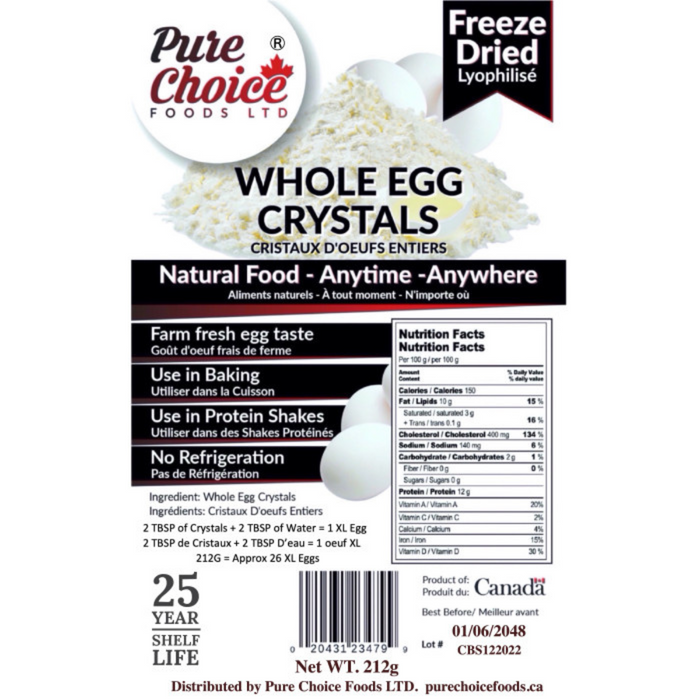 Copy of Pure Choice Freeze Dried Whole Egg Crystals