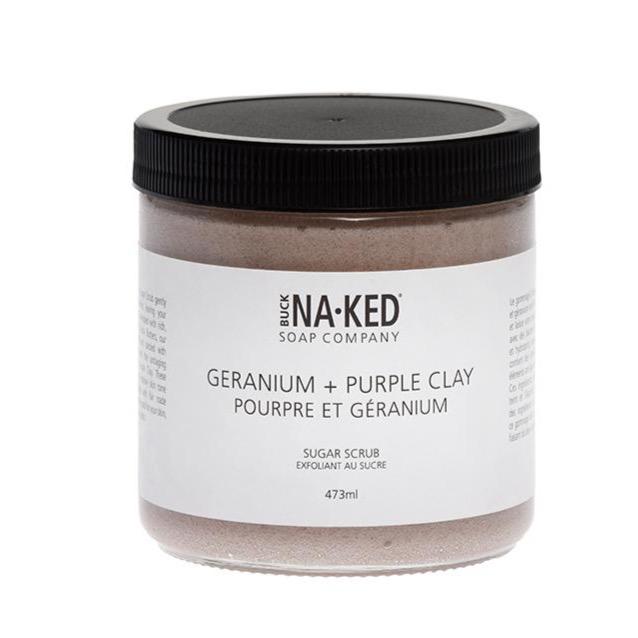 Buck Naked Sugar Scrub Geranium Purple Clay 473ml