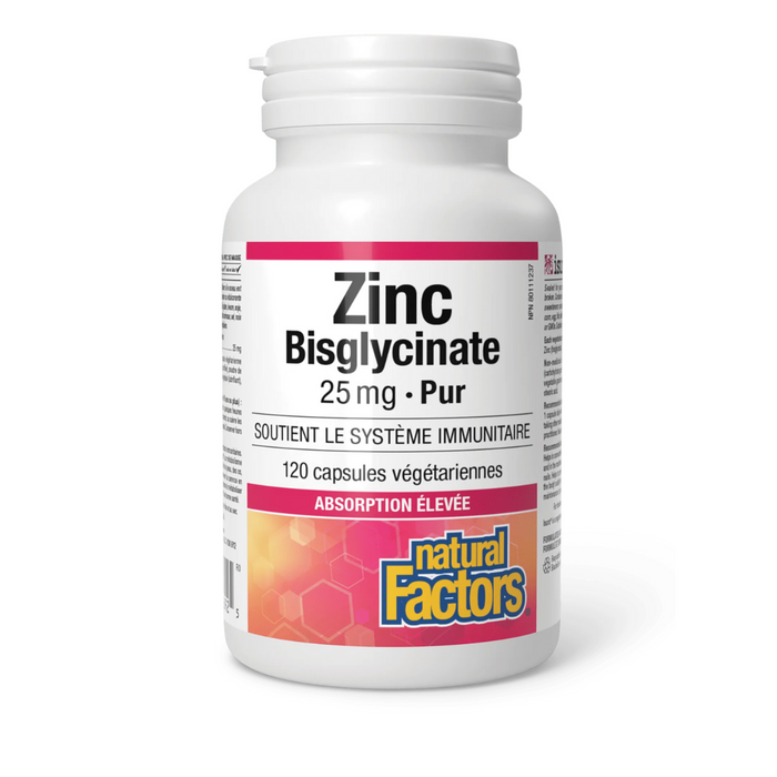 Natural Factors Zinc Bisglycinate 25mg 120vcaps