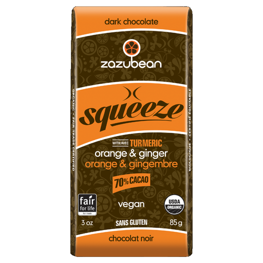 Zazubean Squeeze Chocolate Bar Orange Ginger