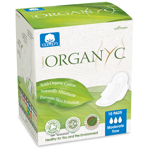 Organyc Pads Moderate Flow 10 wrapped pads