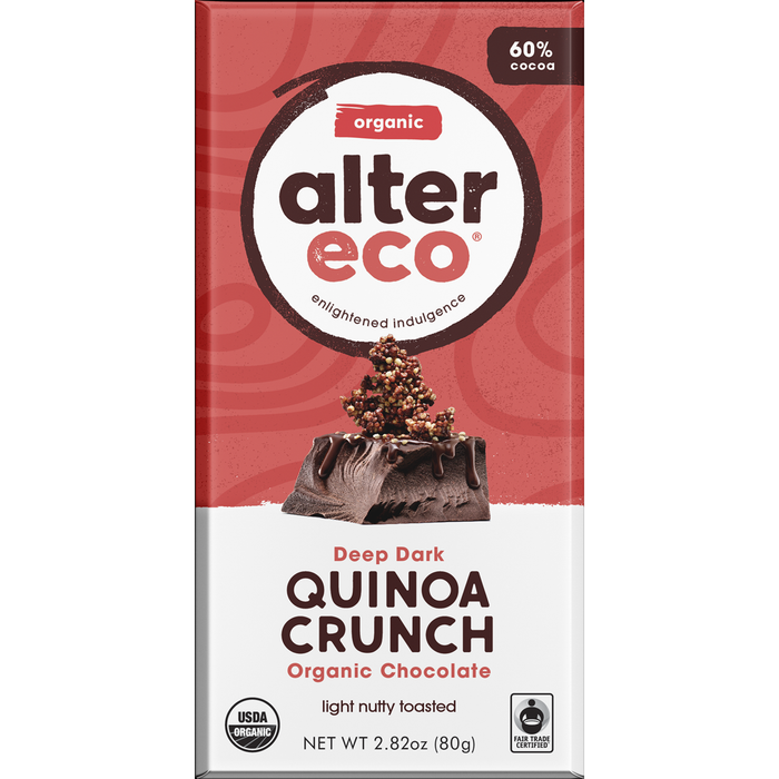 Alter Eco Chocolate Bar Quinoa Crunch Deep Dark 80g