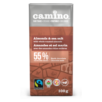 Camino Organic Sea Salt and Almond Chocolate Bar 100g