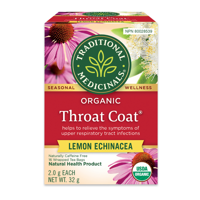 Traditional Medicinals Tea Organic Throat Coat Echinacea Lemon