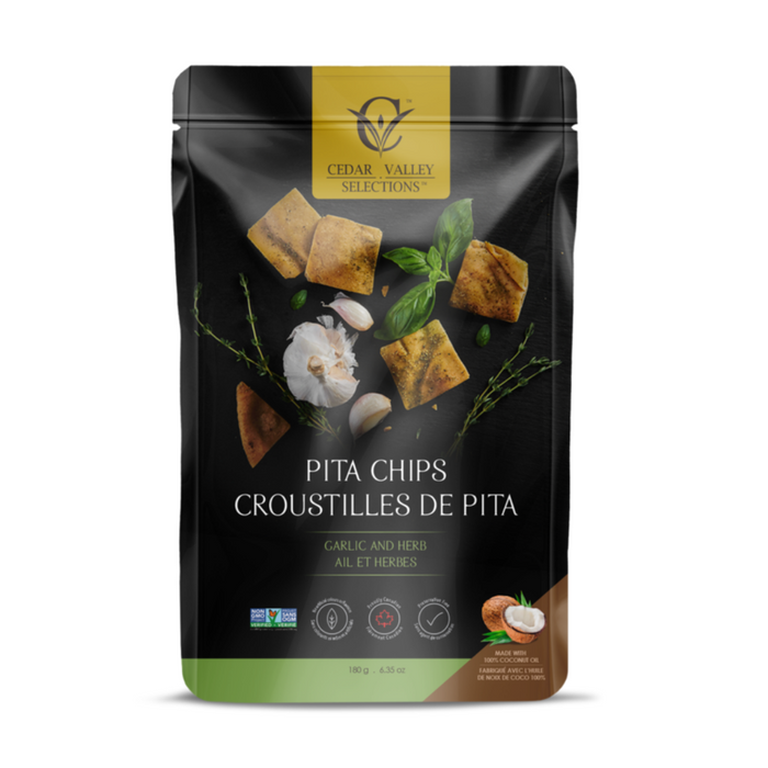 Cedar Valley Pita Chips Garlic and Herb 180g