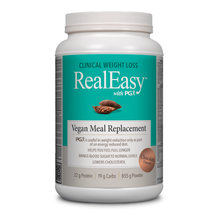 Natural Factors RealEasy Vegan Meal Replacement with PGX Chocolate 855 g