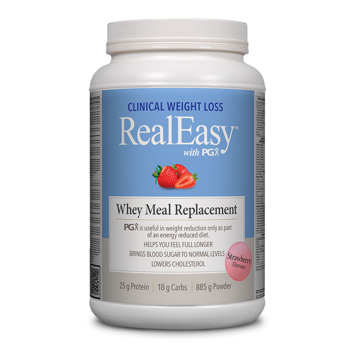 Natural Factors RealEasy Whey Meal Replacement with PGX Strawberry 885g