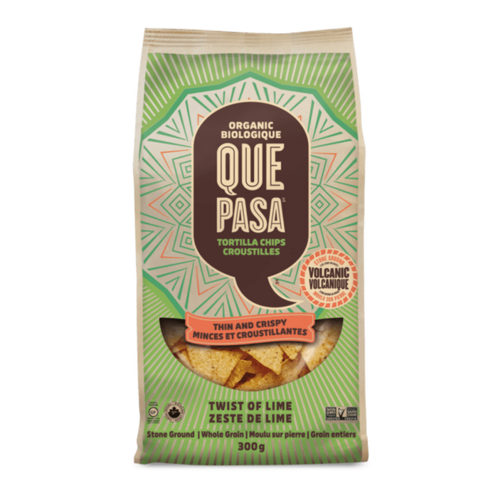 Que Pasa Organic Tortilla Chips Thin & Crispy Squeeze of Lime