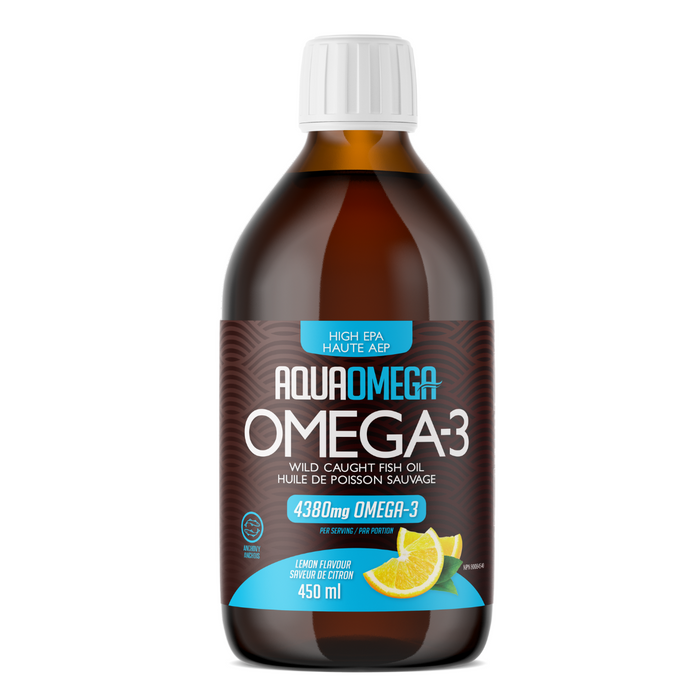 Aquaomega Fish Oil High EPA OMEGA-3 4380mg Lemon 450ml