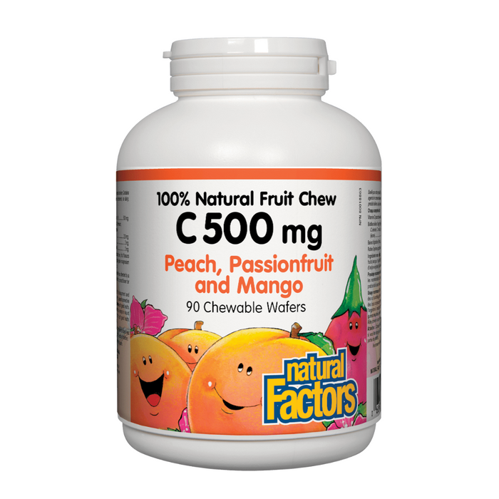 Natural Factors Natural Fruit Chew C 500mg Peach Passionfruit Mango 90 chew