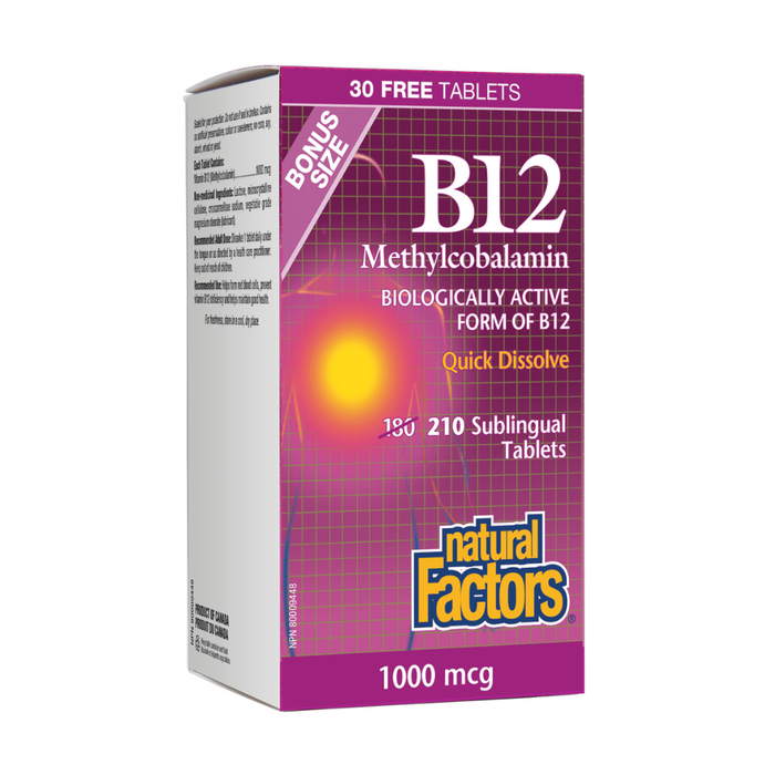Natural Factors Methylcobalamin B12 1000mcg 210tab BONUS SIZE