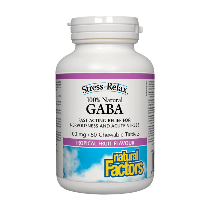 Natural Factors Stress Relax Gaba Tropical Fruit 100mg 60 chewables