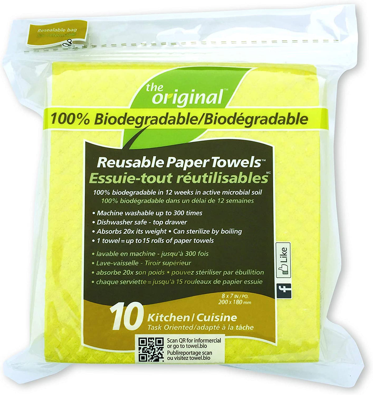 The Original 100% Biodegradable Reusable Paper Towels 10pack — Natural Food  Pantry Online Store