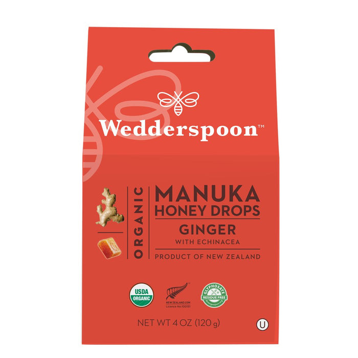Wedderspoon Organic Honey Drops Ginger 120g