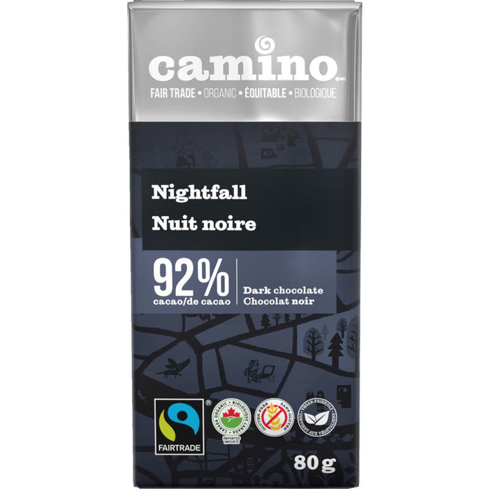 Camino Organic Nightfall 92% Dark Chocolate Bar 80g