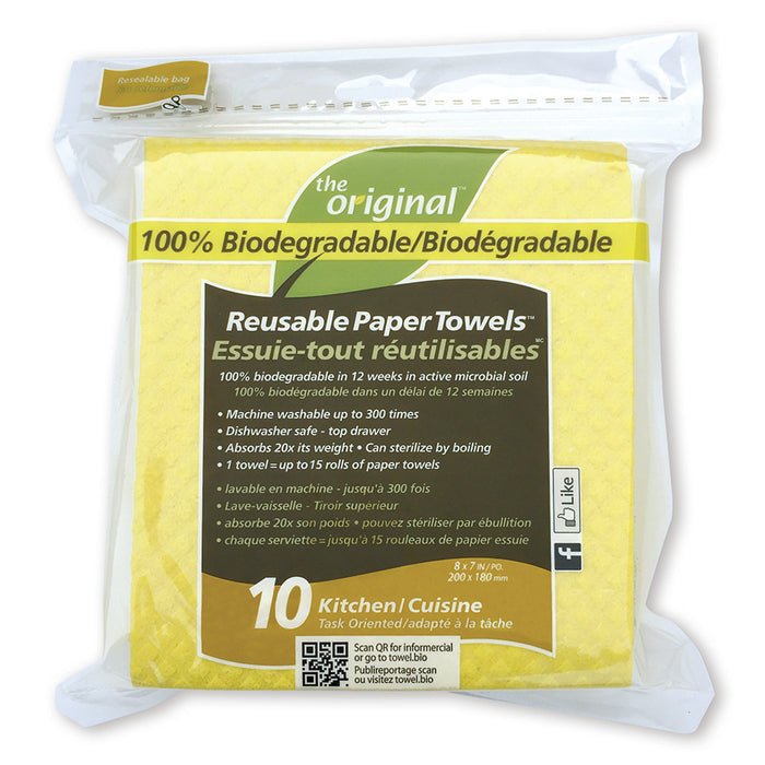 The Original Kitchen Biodegradable Reusable Paper Towels 10 pk