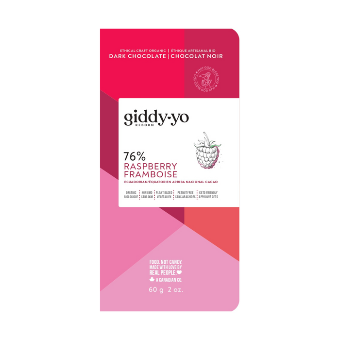 Giddy Yo Chocolate Organic - Raspberry 72% 62g