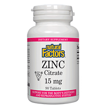 Natural Factors Zinc Citrate 15mg 90tabs